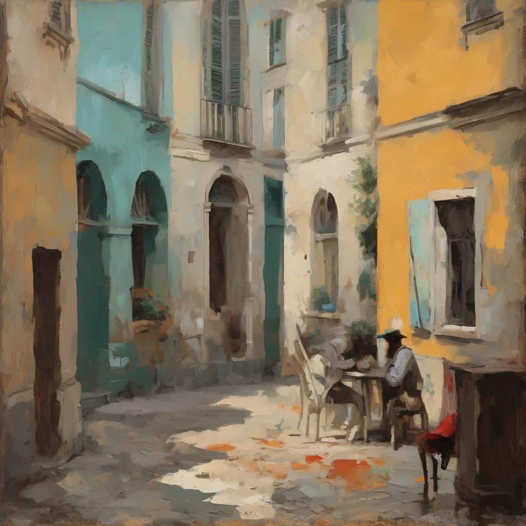 Νησί του Μπούργκου, ζωγραφική, τέχνη, αρχιτεκτονική, μνημεία, πολιτισμός, Αλγερία, πρωινή ατμόσφαιρα, καλλιτεχνική εικαστική τέχνη, τοπική γοητεία, ιστορική ομορφιά.